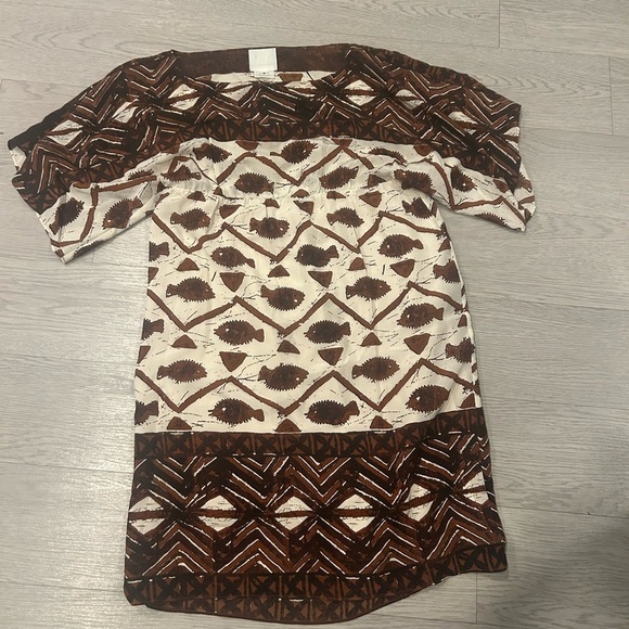 Anna Sui Fish Print 100% Silk Tunic Top Size 8 Egyptian - Picture 1 of 4